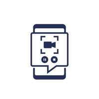 screen recording icon with a smart phone vector