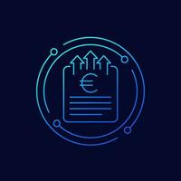 send invoice icon with euro, linear design vector