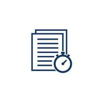 timesheet icon on white, document and stopwatch vector