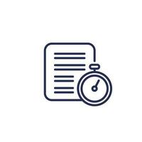 timesheet line icon, document and stopwatch vector