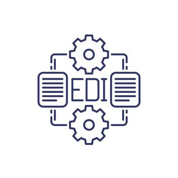 EDI icon, Electronic Data Interchange line design vector
