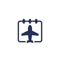 Flight calendar or schedule icon on white vector