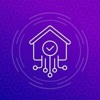 Smart home icon, linear design vector