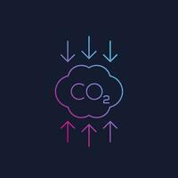 co2, carbón emisiones reducción lineal vector