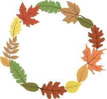 Wreath with Autumn leaves in isolated background. Vector illustration