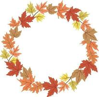 Wreath with Autumn leaves in isolated background. Vector illustration