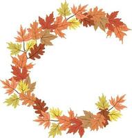 Wreath with Autumn leaves in isolated background. Vector illustration