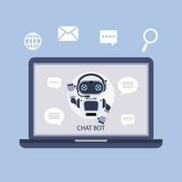 chatbot en línea en ordenador portátil computadora. artificial inteligencia en diario vida vector