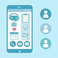 Online robot doctor appointment on mobile phone. vector