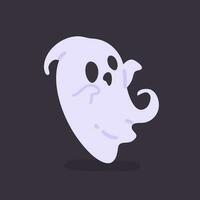 Cartoon ghost in white robe floating Haunt and scare people on Halloween night. vector