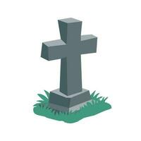 cartoon gravestones of the dead The crucifix on the grave halloween night horror vector