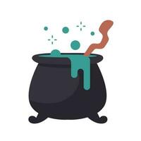 Witch's Poison Cauldron. Scary Devil's Cauldron Halloween Decoration vector