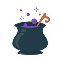 Witch's Poison Cauldron. Scary Devil's Cauldron Halloween Decoration vector