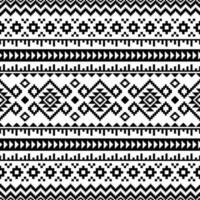 Traditional seamless ethnic pattern. Pixel pattern with Native American tribal motive. Border ornament. Black and white color. Design for textile, fabric, clothing, curtain, rug, ornament, background. vector
