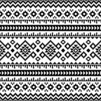 Traditional seamless ethnic pattern. Pixel pattern with Native American tribal motive. Border ornament. Black and white color. Design for textile, fabric, clothing, curtain, rug, ornament, background. vector