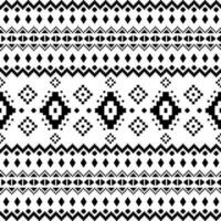 Geometric seamless ethnic pattern in native tribal style. Pixel pattern with Native American motive. Black and white colors. Design for textile, fabric, clothing, curtain, rug, ornament, background. vector