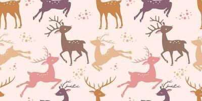Beautiful Folk Reindeer Seamless Pattern vector