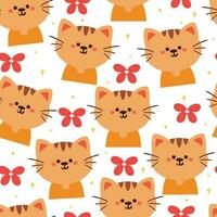 gato de dibujos animados de patrones sin fisuras. lindo papel tapiz de animales para textiles, papel de regalo vector