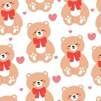 seamless pattern cartoon bears. cute animal wallpaper illustration for gift wrap paper vector