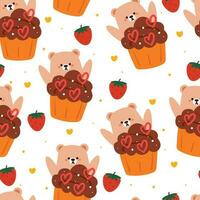 seamless pattern cartoon bears. cute animal wallpaper illustration for gift wrap paper vector