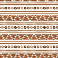 Hand drawn textured ornament in tribal style made on light brown colors with geometric elements. Seamless pattern. vector