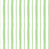 Seamless pattern with pastel green hand drawn stripes. Vector abstract background in the vintage nature style. Cool geometric striped structure on the white backdrop. Vertical lines.