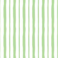 Seamless pattern with pastel green hand drawn stripes. Vector abstract background in the vintage nature style. Cool geometric striped structure on the white backdrop. Vertical lines.