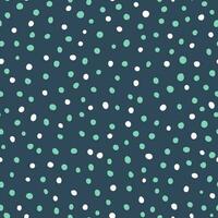 Boy seamless pattern Hand drawn circles textile design Green white round shape on a navy background. Green elements on a blue layout. Brush tiny spots Cute abstract graphic Irregular design vector. vector