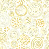 Abstract seamless vector yellow pattern with hand drawn round elements. Sketched circle ornament. Sunny background for greetings, invitations, manufacture wrapping paper, textile, web design on white.