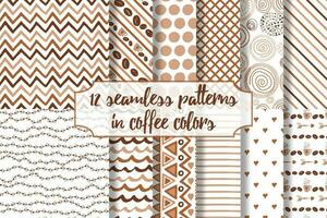 Set of coffee seamless pattern. Scrapbook elements. All patterns are included in swatch menu. vector