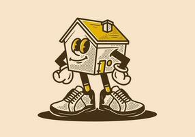 Mascot character of a little house in an upright standing position vector