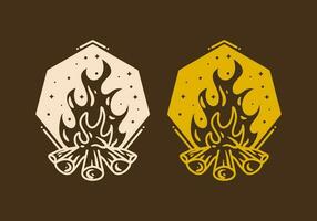 Mono line art illustration of a bonfire vector