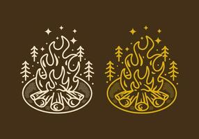 Mono line art illustration of a bonfire vector