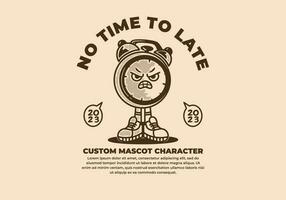 Mascot character of desk clock with angry expression vector