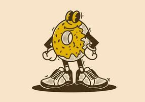 Mascot character of a donuts in an upright standing position vector