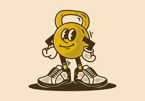 Mascot character of a dumbbells in an upright standing position vector