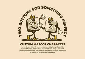 Vintage mascot character of control Z button vector