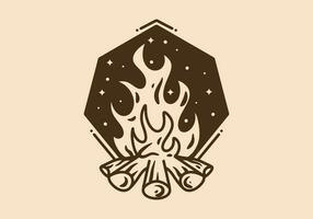 Mono line art illustration of a bonfire vector