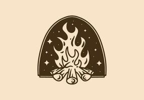 Mono line art illustration of a bonfire vector