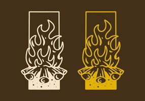 Mono line art illustration of a bonfire vector