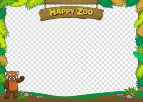 Frame Design of Zoo wildlife Green Leaves vector