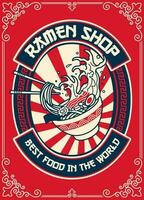 Ramen Shop Poster Style Vintage Design vector