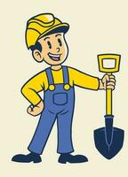 Mascot Character of Manual Worker in Retro Vintage Style vector