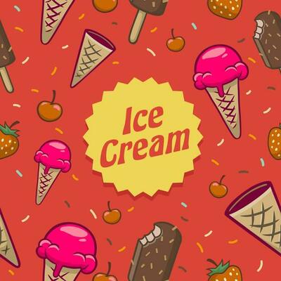 Vintage Pattern of Ice Cream in Vintage Style