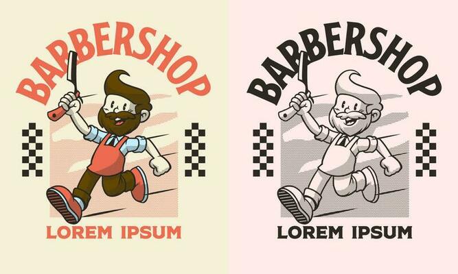 Retro Cartoon Character of Barber Mascot Logo