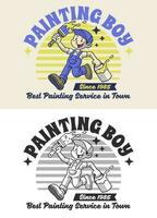 Retro Cartoon Character of Painter Worker vector