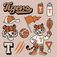 Tiger Mascot Design Object in Hand Drawn Style vector