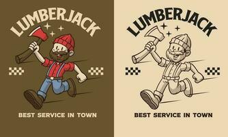 Retro Cartoon Character of Lumberjack Mascot vector