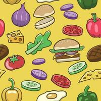 Vintage Pattern Seamless of Fast Food Object vector