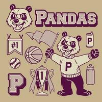 Panda Mascot Vintage in Hand Drawn Style vector